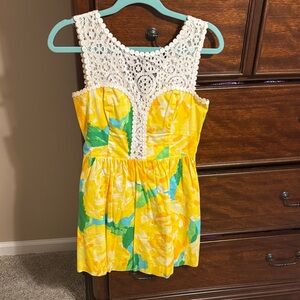 Lilly Pulitzer Lemon Dress with Lace Detail